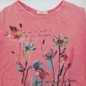 Jess & Jane Mineral Washed Patch Pockets Floral Top Women's XL Tunic Lagenlook